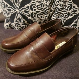 Vintage Dark Brown Leather Penny Loafers 8